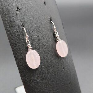 Sterling Silver Rose Quartz Stone Handmade Earrings A6702